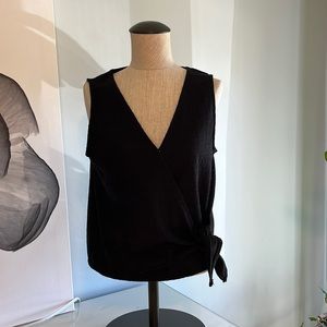 Madewell black crepe wrap sleeveless shirt